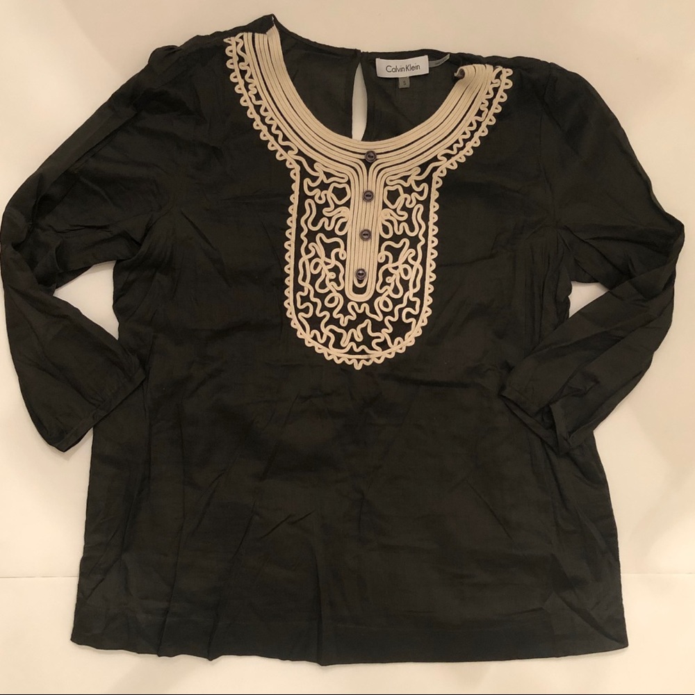 Calvin Klein embroidery detail blouse